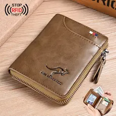 Novos Homens Carteiras De Couro PU Macho Vintage Pequena Bolsa Com Zíper Porta-Identificador Cartões De Crédito Moeda De