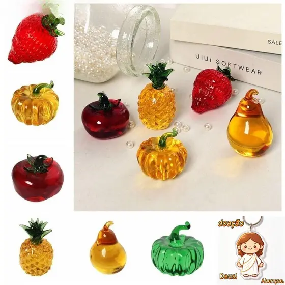Decoração De Frutas Artificiais , Artesanato Em Vidro , Enfeites Interessantes De Morango E Abóbora , Simulados