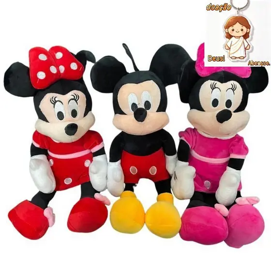 Boneca Minnie Mickey Pelúcia Rosa Brinquedo Interativo Decorativo Festa Presente meninas musical