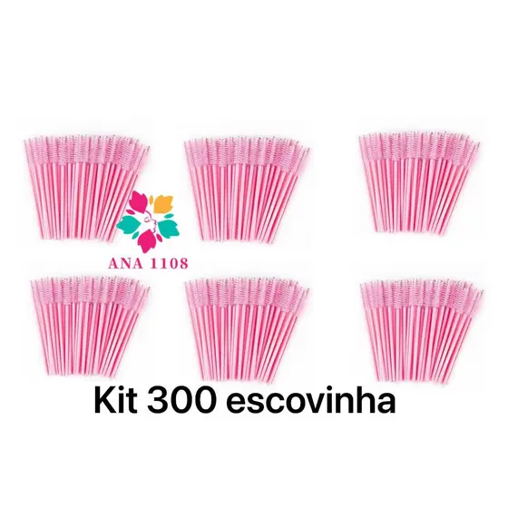 ANA1108 KIT 300 unidades Escovinhas com glitter e sem Glitter Extensão de Cílios e sobrancelha