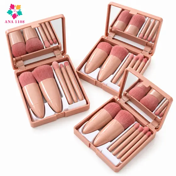 Kit 5  de pincéis Para maquiagem Com espelho super sofisticado