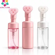ANA 1108 Frasco PUMP COM ESCOVA DE SILICONE PARA LIMPEZA FACIAL SKINCARE 100MLRosa/150MLRosa/Branco
