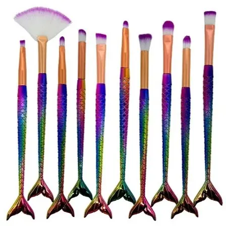 ANA1108 Kit 10 PCS Pincéis de Maquiagem Média Sereia cor aleatorio