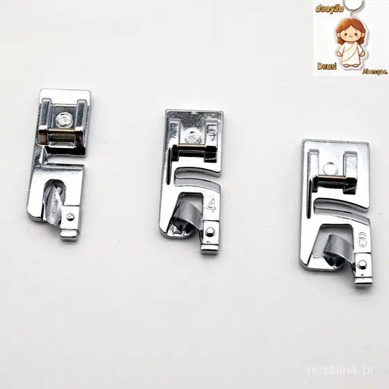 3 Peças 3mm , 4mm 6mm N Conjunto De Calcador De Bainha Enrolada Para Costura Acessórios Máquinas De Novo