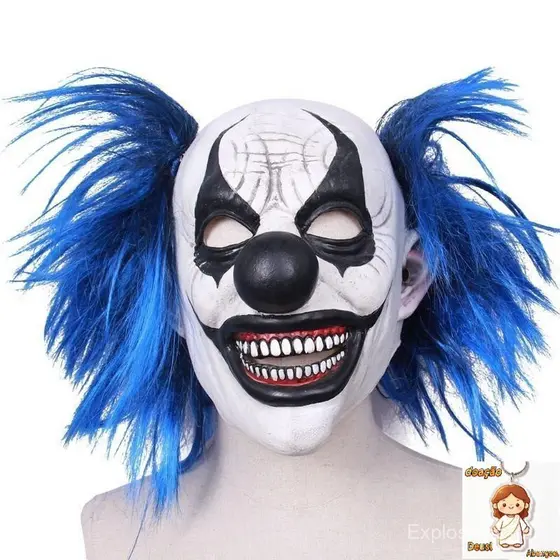 Cabelo de Látex Realista Palhaço Sorridente Halloween Casa Assombrada Fantasma Máscara Cosplay Adereços de Terror