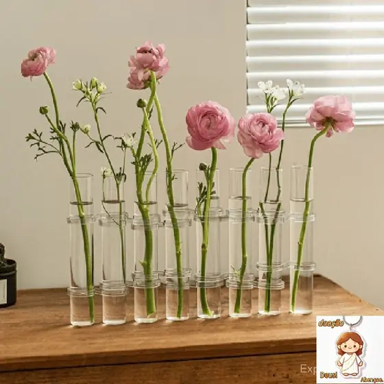 Vaso Transparente Tubo Arte Floral Home Decor Vidro Hidropônico Container