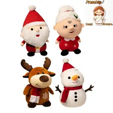 Pelúcias de Natal 25cm - Papai Noel, Mamãe Noel, Rena e Boneco de Neve - Feliz Natal Presentes Ursinho Festa Decoração