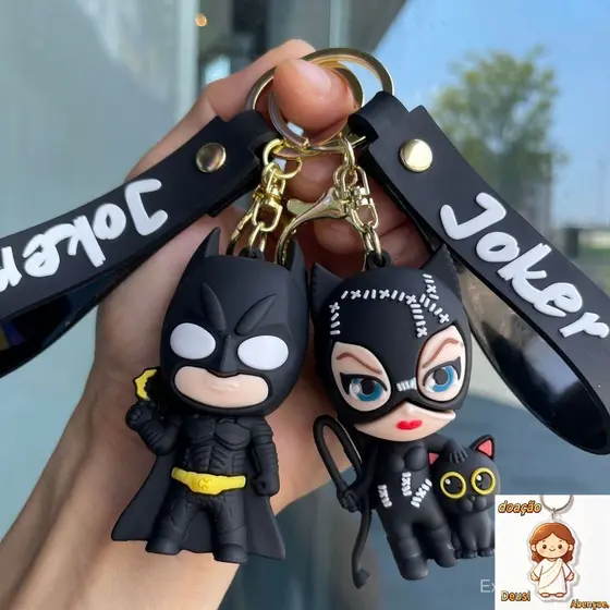 Chaveiro de Super-herói Batman, Boneca Joker Batgirl, Presente Pequeno em 3D