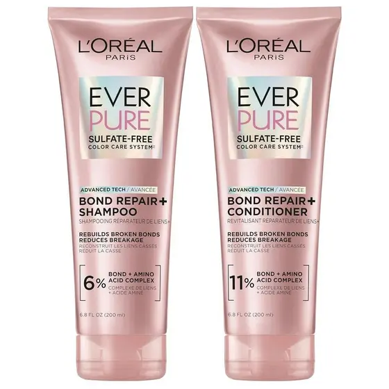 L'Oréal Paris Conjunto de Shampoo e Condicionador Sem Sulfato Bond Repair+ com Complexo de Aminoácidos Bond+, Fortifica