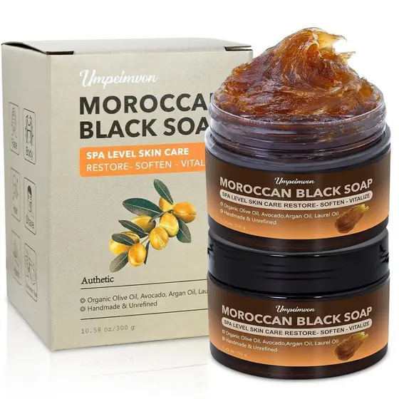 2 peças de sabonete artesanal marroquino não refinado, contém óleo de argan, autêntico sabonete Beldi, qualidade SPA, al