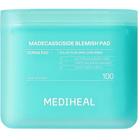 MEDIHEAL Discos de Tônico 100 Unidades - Com Madecassoside e Centella Asiática - Cuidado para Imperfeições - Melhora o T