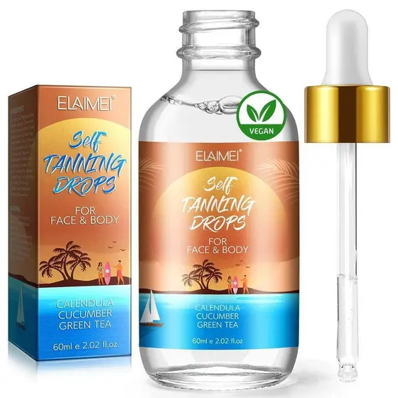 Gotas Autobronzeadoras para Rosto e Corpo - Efeito de Bronzeado Rápido e Duradouro - Vegano e Livre de Crueldade, Tone P