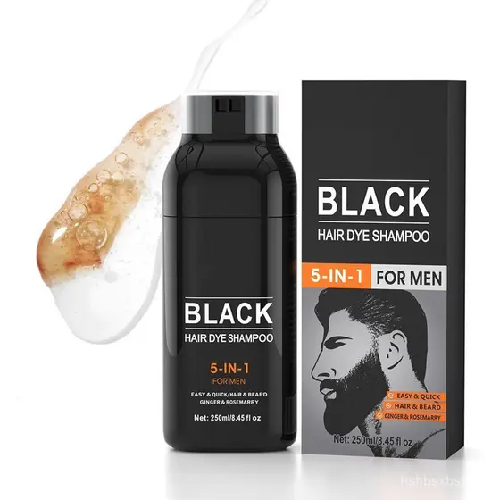 Shampoo natural para tingir a barba masculina, cinco em um, adequado para cobrir cabelos grisalhos.   MWSK
