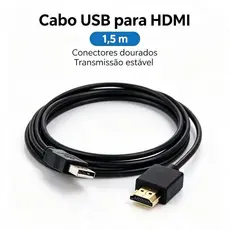 Cabo USB para HDMI 1,5m - Transmissão Full HD, Compatibilidade Universal, Instalação Fácil