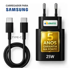 Carregador Super Rápido 25w Tipo C Para Samsung Com Cabo Blindado - Dtimp