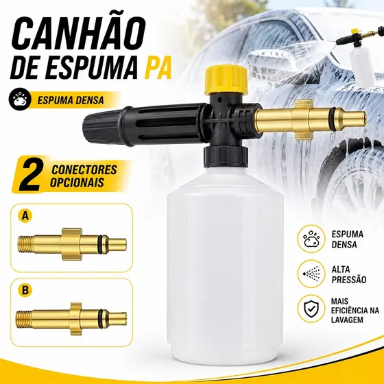 Canhão de Espuma Snow Foam para Lavadora Alta Pressão WAP ECOFÍ Lavor Vonder Carro Moto Vários Modelos