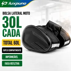 Universal Bolsa Alforje Baú Lateral Para Banco Moto 2 Compartimentos Cor Preto Carbono PU à prova d'água Faixa refletiva