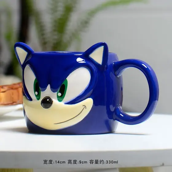 Sonick Hedgehog Caneca Azul Anime Cerâmica Boneca Copo Jogo Periférico Copo de Água Xícara de Chá