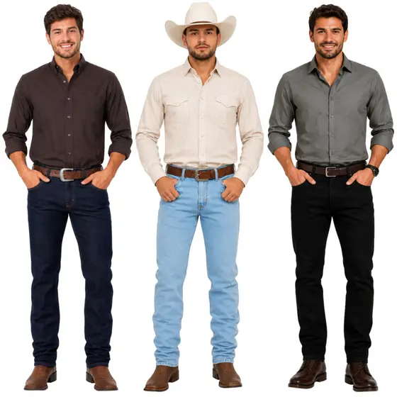 Calça Jeans Masculina Modelo Country Rodeio Com Lycra Estilo Cowboy