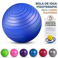 Kit Bola Suíça 75cm de Yoga Pilates Fisioterapia com Bomba de Ar Anti-Estouro Cor Aleatória