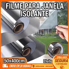 Insulfilm Película Espelhada Prata G5 50cm x 4m Bloqueio UV 99% Proteção Solar para Vidros