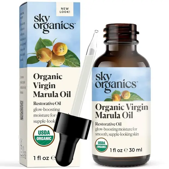 Óleo de Marula Orgânico Sky Organics para o Rosto 100% Puro e Prensado a Frio, Certificado Orgânico pelo USDA para Reaba