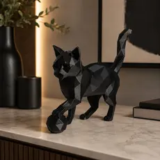 Escultura Decorativa Gato Geométrico Preto - Design Moderno e Minimalista