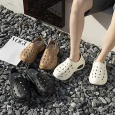 Sandálias masculinas chinelos, sapatos com buracos, sapatos de água antiderrapantes de sola grossa para uso externo, ban