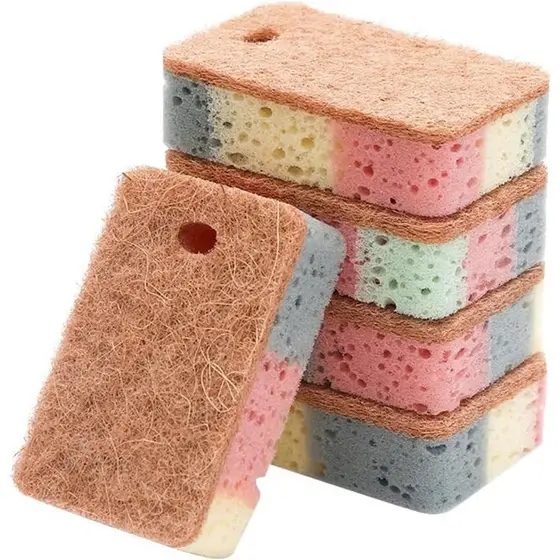Esponja de Limpeza de Cozinha Multiuso de Dupla Face, Ideal para Lavar Louça e Remover Manchas, Absorvente, Lado de Fibr