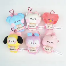 Chaveiros de Pelúcia Fofos da Série U BT21 com Laço, Bonecos Macios Minini Kpop BTS TATA COOKY RJ KOYA, Pingente para Bo