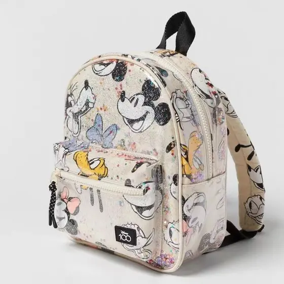 Brilhante estrela glitter mochila infantil bonito Mickey mochila, mochila escolar das meninas