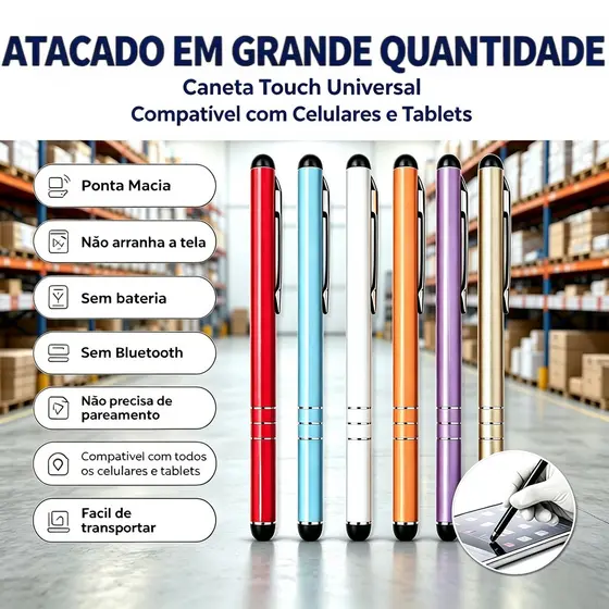 Atacado Profissional Caneta Touch Capacitiva Universal  Ponta Borracha Antirrisco Smartphone Tablet  iPhone iPad Android