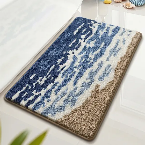 Dajiang tapete absorvente de água para porta de banheiro, tapete dedicado antiderrapante, estilo oceano simples, tapete