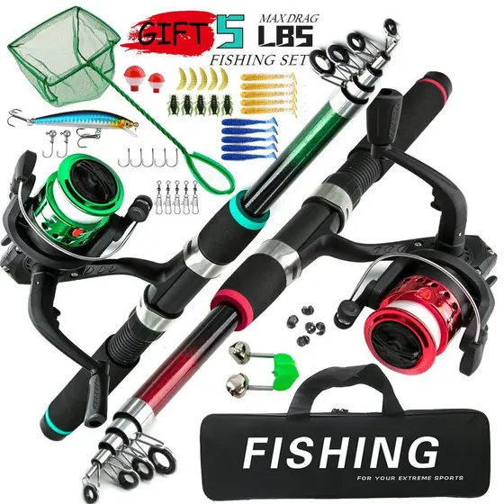 Conjunto de isca de roda de vara de pesca infantil transfronteiriça Vara de arremesso 1.8 m Vara de mar Isca macia Rede