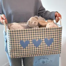 Cesta de armazenamento portátil de linho de algodão grosso EVA amor simples casa meias roupas brinquedos longo portátil