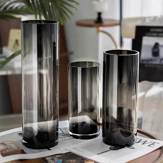 Enfeites de vaso de luxo leve Sensação de alta qualidade Cor primária Vidro Cultura de água Arranjo de flores Flor Lírio