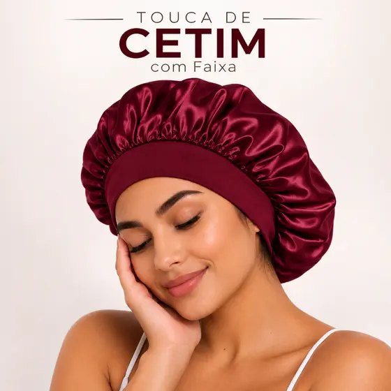 Touca de Cetim com Faixa Confortável Anti Frizz  Proteção noturna para todos os tipos de Cabelo