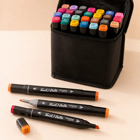 Kit Canetas Touch 36 Cores Marcadores Dupla Ponta Estojo