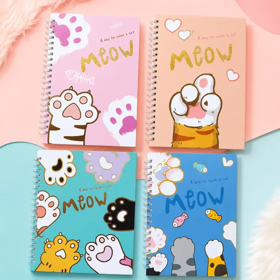 Caderno Gatinho Kawaii A5 Espiral 60 Folhas Capa Flexível Fofo