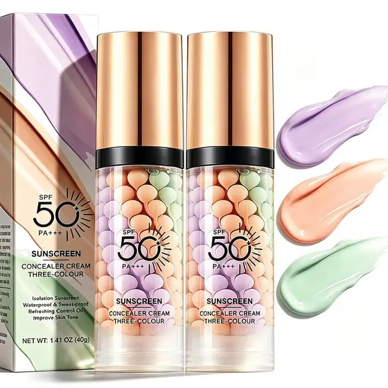 Base de maquiagem 3 em 1 de 2 peças, utilizada para preparação da maquiagem facial, base de maquiagem facial corretora d