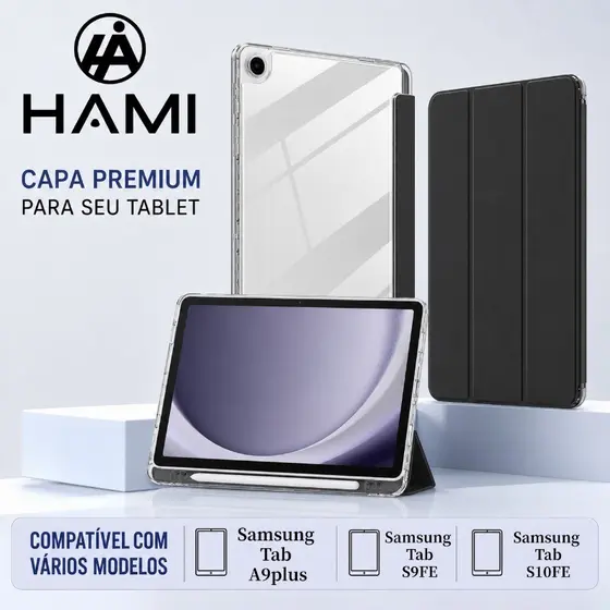 HAMI Capa Transparente para Samsung Tab A9+ 11 polegadas com Porta Caneta e Auto Sleep