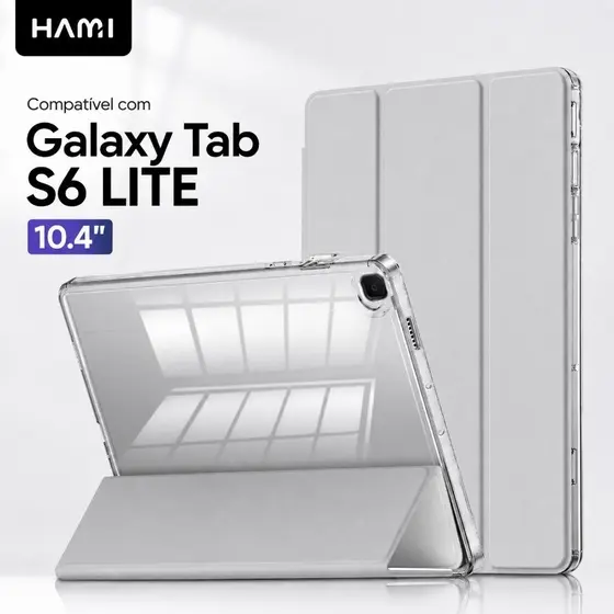 Capa para Samsung Tab S6 Lite 10.4” 2020 2022 2024 com Porta Caneta e Traseira Transparente