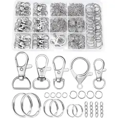 Kit de Fabricação de Chaveiros FIVEIZERO com 325 Peças - Clipe para Chaveiro com Argola, Fecho Mosquetão, Gancho Giratór
