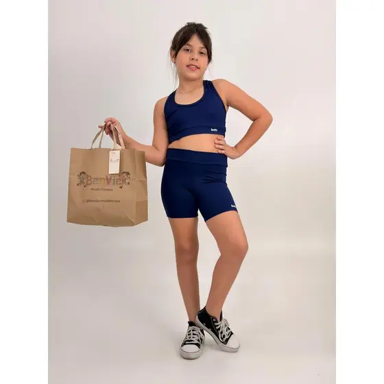Conjunto Fitnenss Infantil Zero Transparência Menina Top e Short Academia Esportivo Suplex Premium Verão