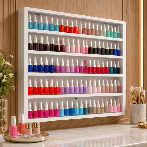Organizador Expositor Porta Esmaltes MDF 5 Prateleiras p/ 200 Esmaltes