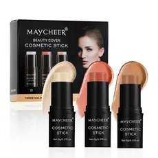 Bastão Iluminador e Blush, Bastão de Contorno e Sombra Iluminadora, Primer Facial 3D, Iluminador para Pálpebra Inferior,