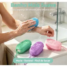 Esponja de Silicone Hidratante Sem Arranhões para Banho