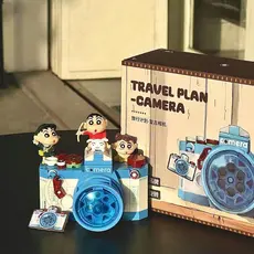 Retro câmera blocos de construção Crayon Shin-Chan montagem partículas câmera SLR blocos de construção chineses montagem