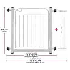 Portãozinho Pet Grade de Proteção Para Cães e Crianças Segurança Aço 85Cm Acompanha Prolongador
