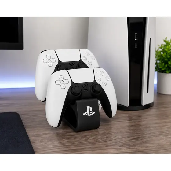 Suporte Controle PS5 DualSense Preto em Plástico Base Organizadora, E VOCÊ GANHA UM CHAVEIRO PERSONALIZADO COM SEU NOME!